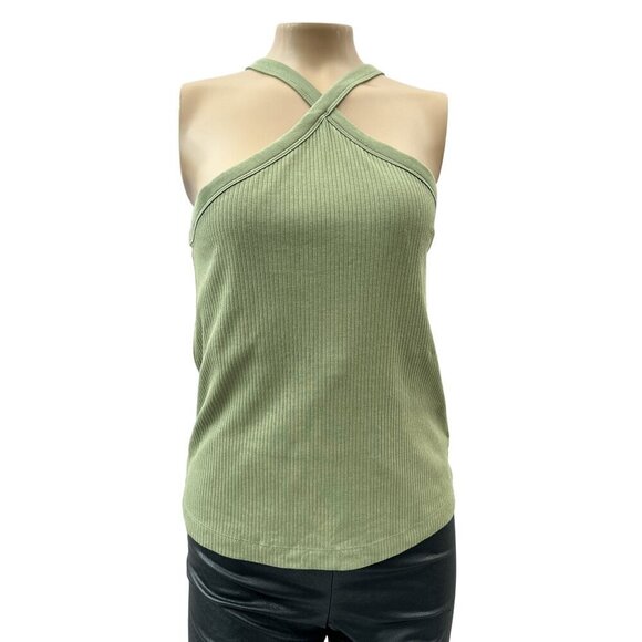 Old Navy Green Ribbed Knit Sleeveless Cross Strap Halter Tank Top Womens XL NWT - Picture 3 of 12